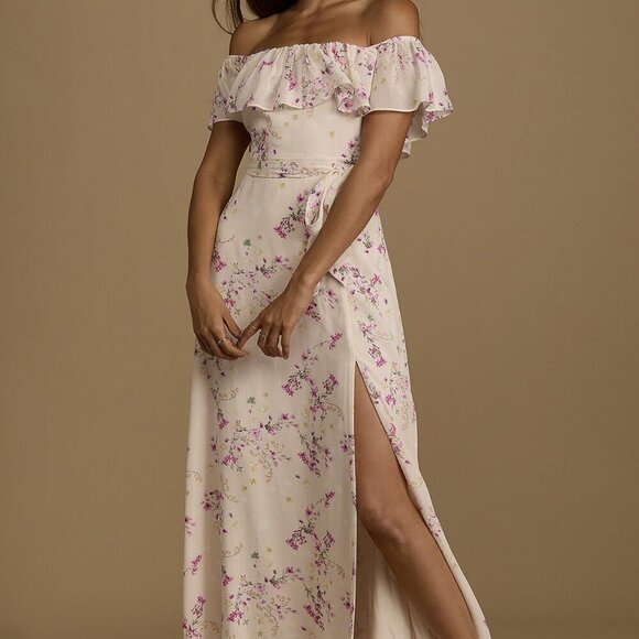 NWT Lulus Amazing Moment Light Pink Floral Print Off-the-Shoulder Dress (size S) - Picture 1 of 6